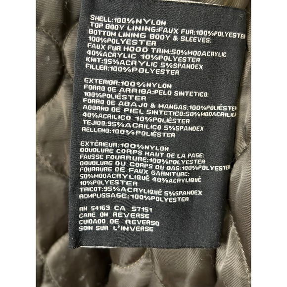 Guess Olive Sherpa Lined Hooded Parka Jacket Gold Zip Detail‎ Size XL - Picture 11 of 16